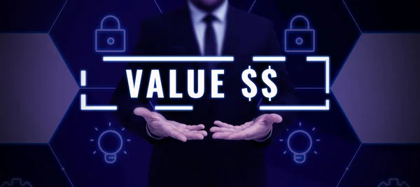 Conceptual Display Value Dolar Business Overview Worth Process Currently Running — Stock Photo, Image