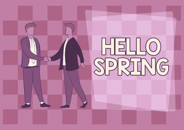 Conceptueel Bijschrift Hello Spring Concept Betekent Welkomst Van Het Seizoen — Stockfoto