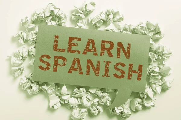 Aprender Español Palabra Escrita Idioma Traducción España Vocabulario Dialecto Discurso —  Fotos de Stock