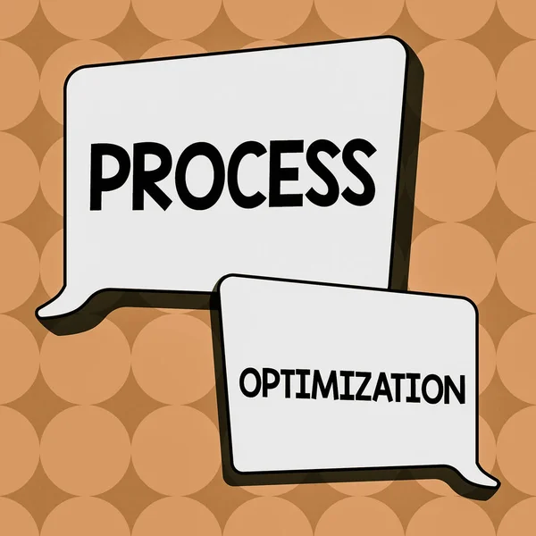 Text sign showing Process Optimization, Word Written on Improve Organizations Efficiency Maximize Throughput