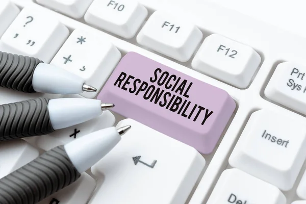 Exibição Conceitual Responsabilidade Social Ideia Negócio Obrigação Para Benefício Sociedade — Fotografia de Stock