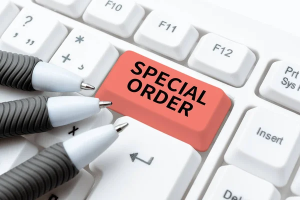 Conceptual Caption Special Order Word Written Specific Item Requested Routine — Stock Photo, Image