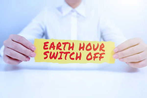 Writing displaying text Earth Hour Switch Off, Internet Concept The Lights Out Event Annual Movement Planet Day