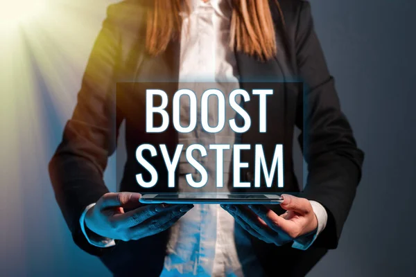 Texte Montrant Boost System Business Showcase Rejuvenate Upgrade Renforcer Être — Photo