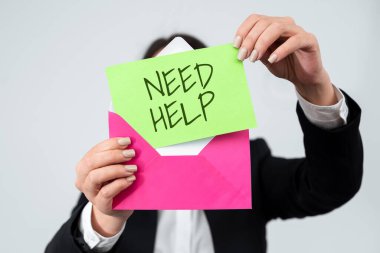 El yazısı işareti Yardım Gerekir, kavramsal fotoğraf Birisi baskı altındaysa ve durumu idare edemiyorsa