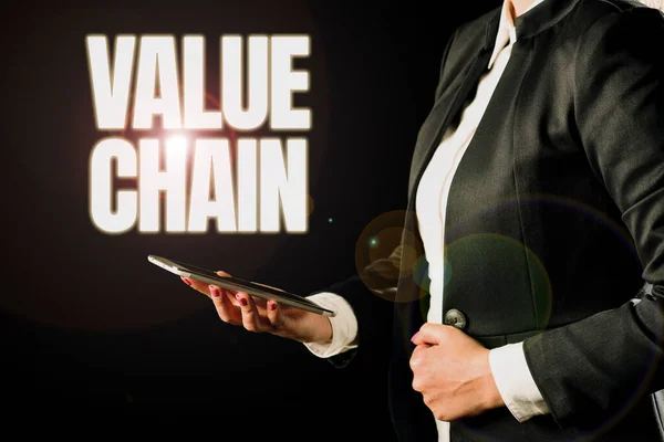 Sign Displaying Value Chain Word Written Business Manufacturing Process Industry — Stock Photo, Image