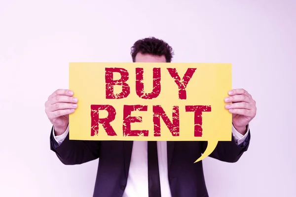 Text Showing Inspiration Buy Rent Business Approach Choosing Purchasing Something — Stock Photo, Image