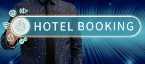 Texto Mano Hotel Booking Word Reservas Línea Presidential Suite Luxe —  Fotos de Stock