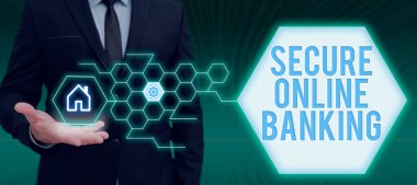Güvenli Çevrimiçi Bankacılık sunan metin başlığı, İş genel görünümü İnternet işlemleri için dijital bankayı koru