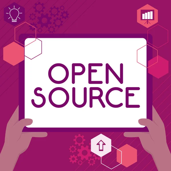 Text Showing Inspiration Open Source Business Overview Contains Source Code — Stock Photo, Image