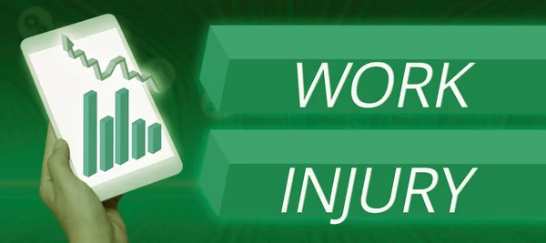 Writing displaying text Work Injury, Business overview an accident occurred as a result of labor resulting to an damage
