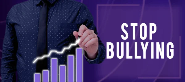 Sinal Escrita Mão Stop Bullying Ideia Negócios Expressando Sua Campanha — Fotografia de Stock