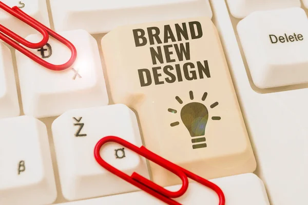Sign Displaying Brand New Design Word Written Brainstorming Branding Strategy — Stock Photo, Image