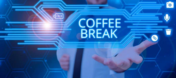 Escribir Mostrando Texto Coffee Break Internet Concept Corto Tiempo Asignado —  Fotos de Stock