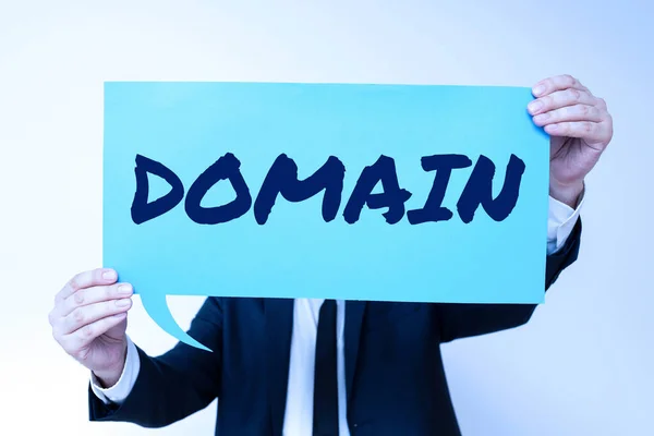 Sign Displaying Domain Concept Meaning Identification String Defines Realm Administrative — Stock Photo, Image