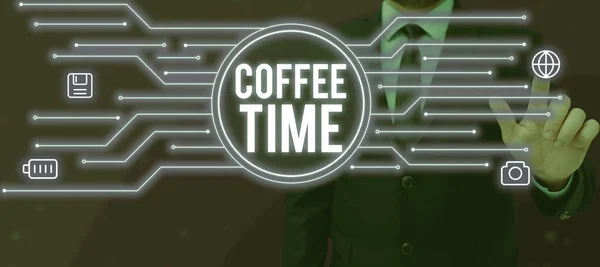 Bildunterschrift Coffee Time Wort Geschrieben Über Einen Gewählten Zeitraum Dem — Stockfoto
