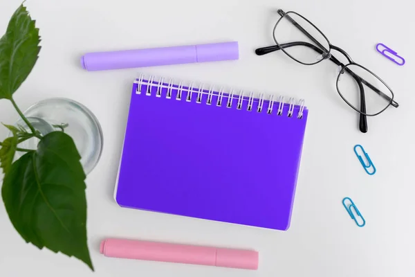 Office Supplies Over Desk With Keyboard And Glasses And Coffee Cup For Working