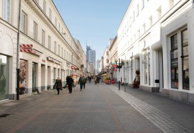 Varşova, Polonya - 12 Mart 2022: Varşova 'nın Merkez Bölgesi, Polonya.