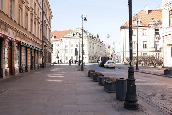 Warschau Polen März 2022 Straßenansicht Der Innenstadt Von Warschau Polen — Stockfoto