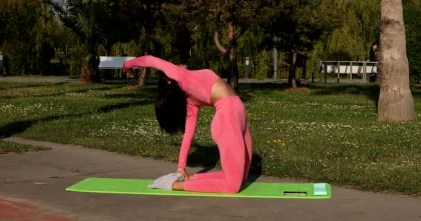 Young Attractive Multi Ethnical Woman Wearing Pink Sportswear Pants Top — Wideo stockowe