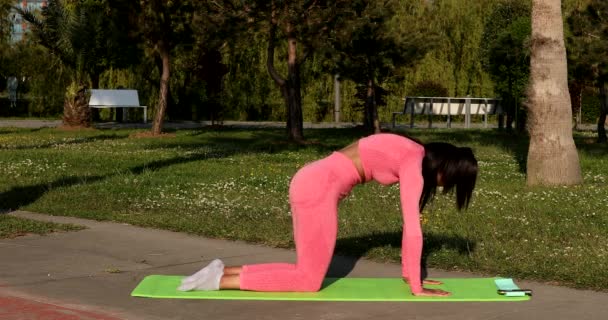 Young Attractive Multi Ethnical Woman Wearing Pink Sportswear Pants Top — Vídeo de stock