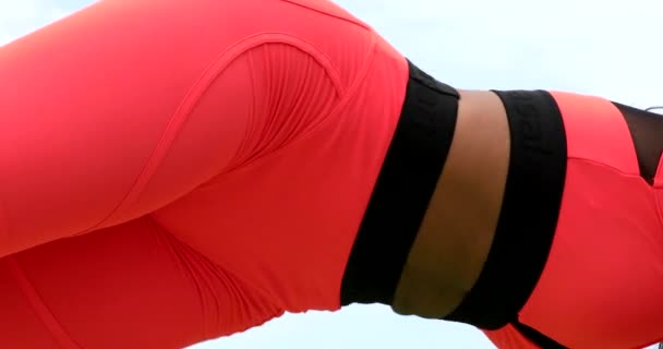 Close Buttocks Body Detail Back Butt Legs Fitness — Stock Video