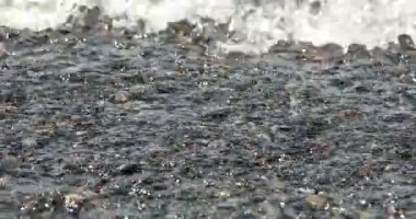 close-up view of rocky shore and sea waves
