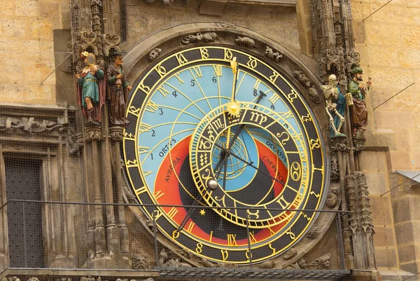 Τσεχία Πράγα 2022 Λεπτομέρεια Αστρονομικού Ρολογιού Πράγας Αστρονομικό Ρολόι Στην — Φωτογραφία Αρχείου