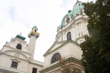 Viyana, Avusturya - 14 Ekim 2022. Viyana 'daki St. Charles Kilisesi, Avusturya