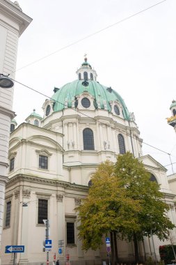 Viyana, Avusturya - 14 Ekim 2022. Viyana 'daki St. Charles Kilisesi, Avusturya