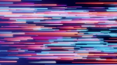 Ekranda parlayan yatay çizgilerin kusursuz döngüsü 4K düz, soyut, derin maviler ve canlı mor çizgilerle donatılabilir arka plan animasyonu.