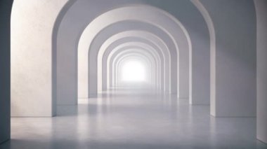 White arch background with sunlight.Architecture arc rhythm background, 4K seamless loopable animation.