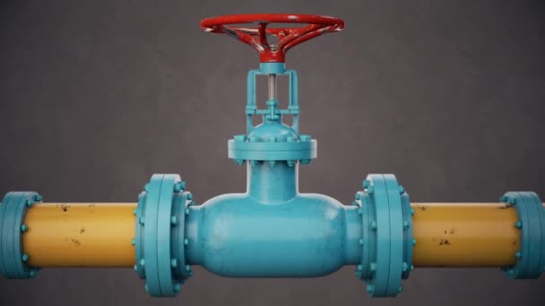 Animation Valve Closing Pipeline Which Oil Gas Pumped Oil Gas — Video Stock