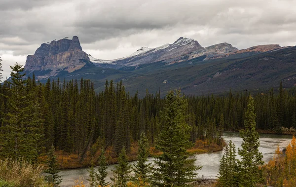 Чудовий Краєвид Дикої Природи Похмурий День Банфі Альберта Канадські Скелясті — стокове фото