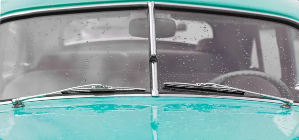 Close Carro Antigo Parte Exterior Clássico Americano Forro Cromado Vidro — Fotografia de Stock