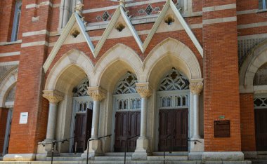 St. Andrew 's Roma Katolik Katedrali Kanada Ulusal Tarihi Sitesi, Kanada' nın başkenti MÖ 12-21 yılları arasında Victoria 'da bir dönüm noktasıdır. Seyahat fotoğrafı, sokak manzarası, hiç kimse, seçici odak
