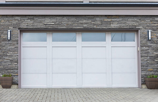 Garage door in Vancouver, Canada. Garage door in luxury house. Street photo, nobody, selective focus