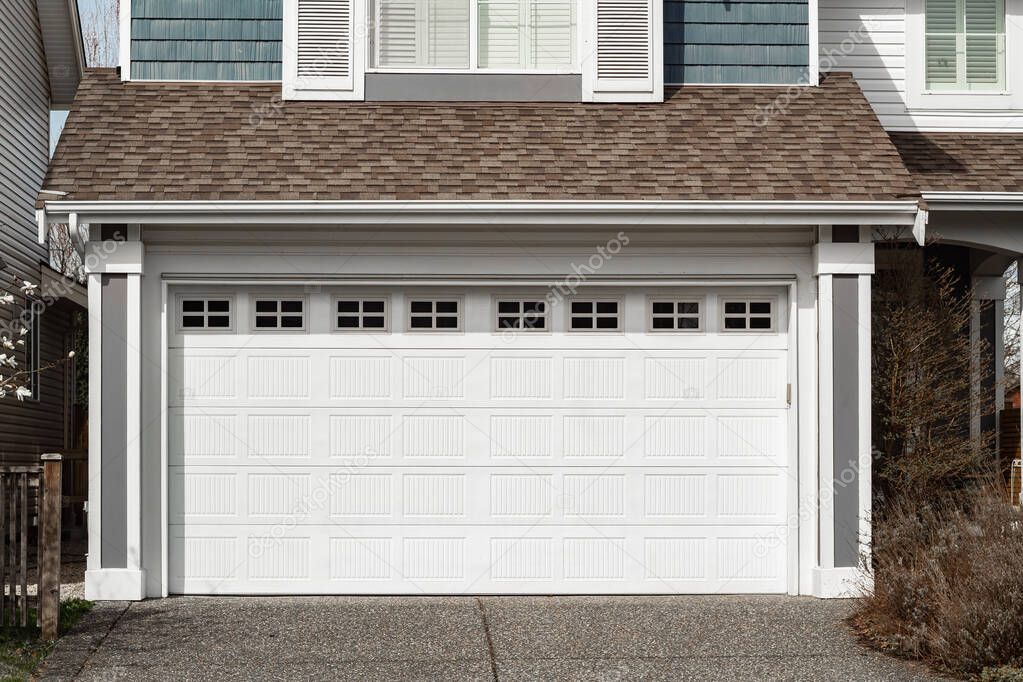 Garage door in Vancouver, Canada. Garage door in luxury house. Street photo, nobody, selective focus