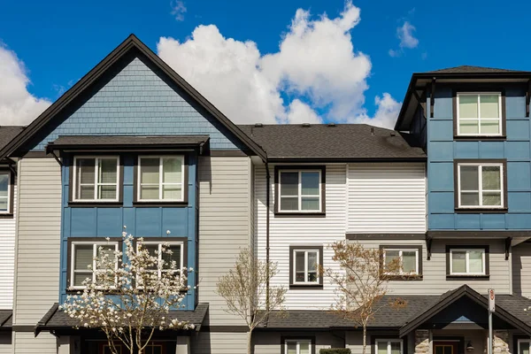 Neighborhood Casas Modernas Con Canadá Arquitectura Residencial Moderna Canadiense Nadie —  Fotos de Stock