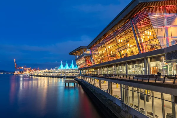 Night Scene Modern Buildings Vancouver Downtown Canada Long Exposure Canada — Stock Photo, Image