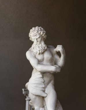 Sakallı bir adamın antik mermer portresi. Seçici odak, hiç kimse, editör - 5 Nisan 2022-New Westminster BC, Kanada