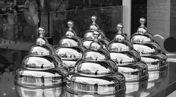 Italian Ice Cream Cart Close Italian Ice Cream Cart Lids — Fotografia de Stock