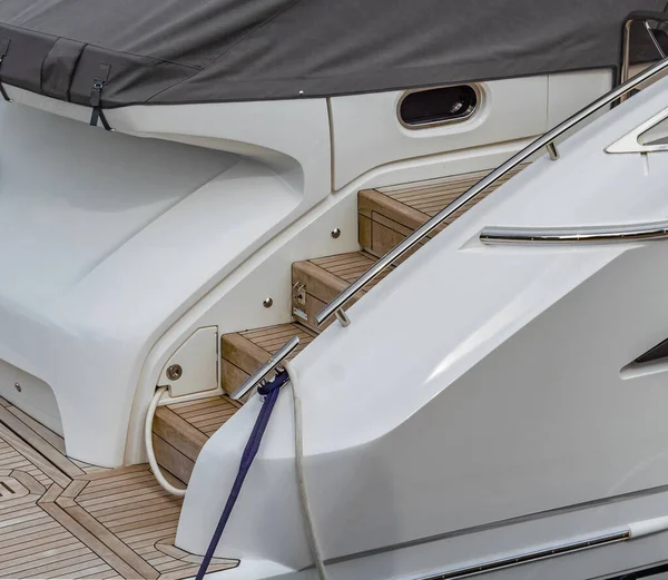 Detail Luxury Yacht Stairs Stairway Fly Bridge Luxurious Motorized Yacht — Stock Photo, Image