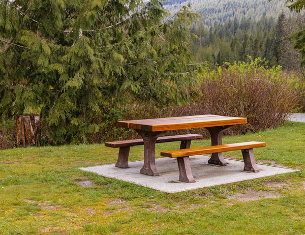 Wooden Seat Park Picnic Park Rest Open Area Wooden Picnic — Foto Stock