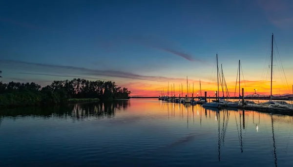Beautiful Sundown Yacht Harbor Summer Sunset Sea Leisure Time Active — Stock Photo, Image