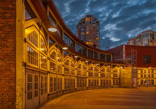 Historic Cityscape Night Yaletown Foursquare Roundhouse Station Built 2010 Olimpic — Foto Stock