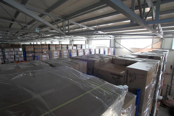 Kyiv Ukraine June 2022 Industrial Warehouse 一个贸易组织的仓库 货物和材料装在仓库的架子上 仓库库存 编辑形象 — 图库照片