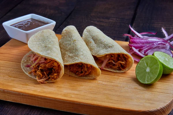 Tacos Cochinita Pibil Traditional Mexican Food Typical Cuisine Yucatan Region — Stock Photo, Image