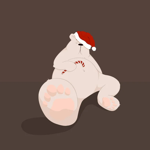 Sentado Oso Blanco Navidad Con Caramelo — Archivo Imágenes Vectoriales