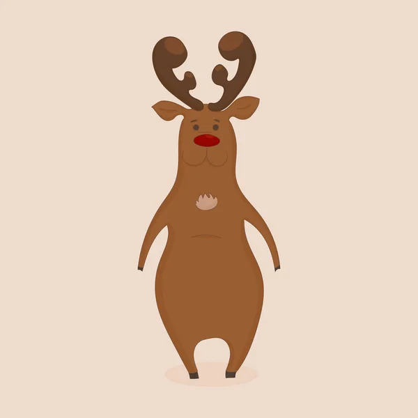 Christmas Deer Rudolf Red Nose — Stock Vector